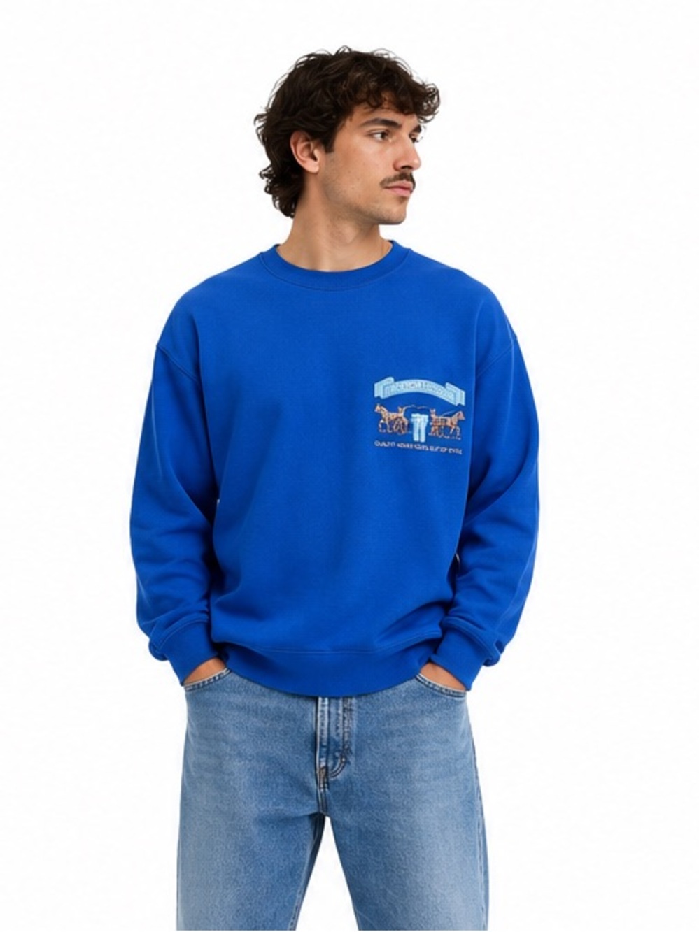 Vintage Levi’s Blue Graphic Crewneck Sweatshirt Men’s XL USA Made Style